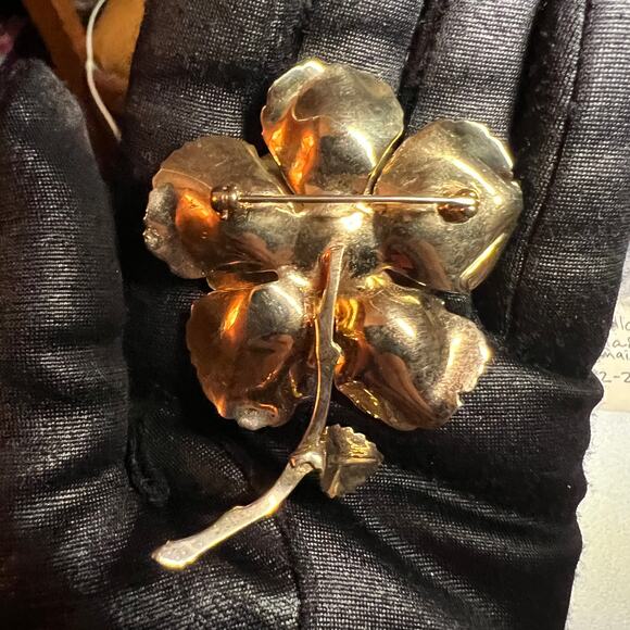 Vintage Monet large gold tone rose flower brooch pin MCM jewelry signed designer - Picture 4 of 7